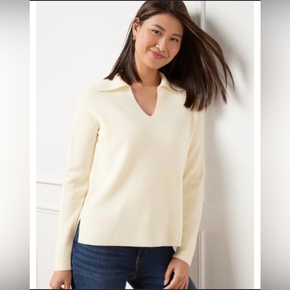 Talbots Milano Stitch Johnny Collar Sweater - Picture 1 of 5